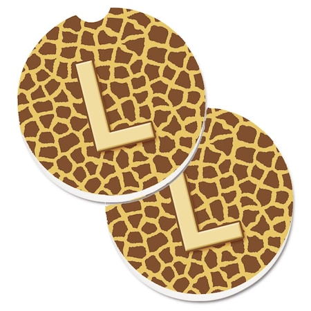 Carolines Treasures Monogram Initial L Giraffe Set of 2 Cup Holder Car Coaster CJ1025-LCARC